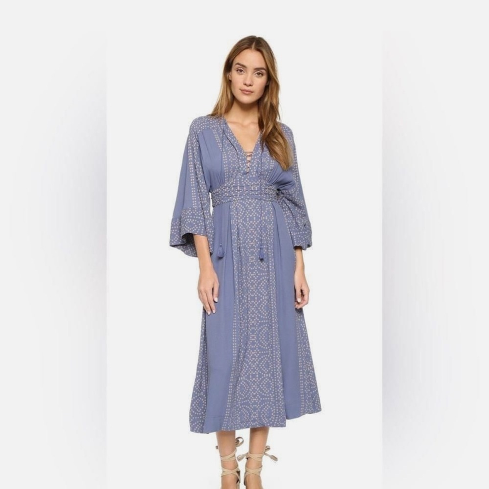 Free People Long Sleeve Blue Maxi Dress